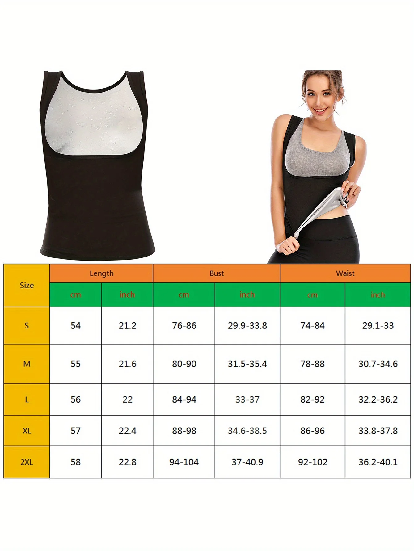 1pc Sauna Vest for Women Sweat Tank Top Sauna Suit Workout Waist Trainer Body Shaper Exercise Gym