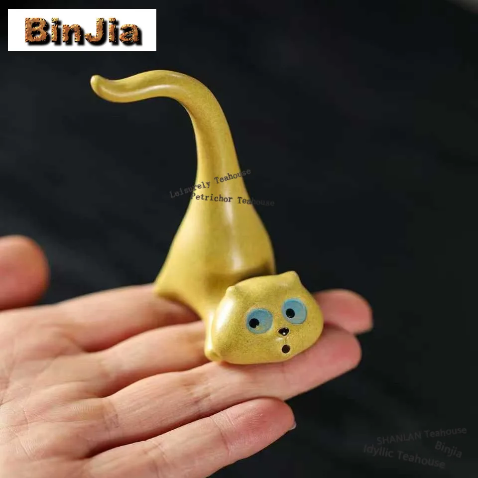 

Yixing Zisha Pupa Cat Tea Pet Boutique Tea Games Tea Figurine Play Toys Tea Statue Ornaments Can Be Raised Teaset Accessories