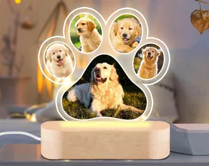 Custom Pet Portrait Night Light Personalized Pet Photo Lamp Warm LED B