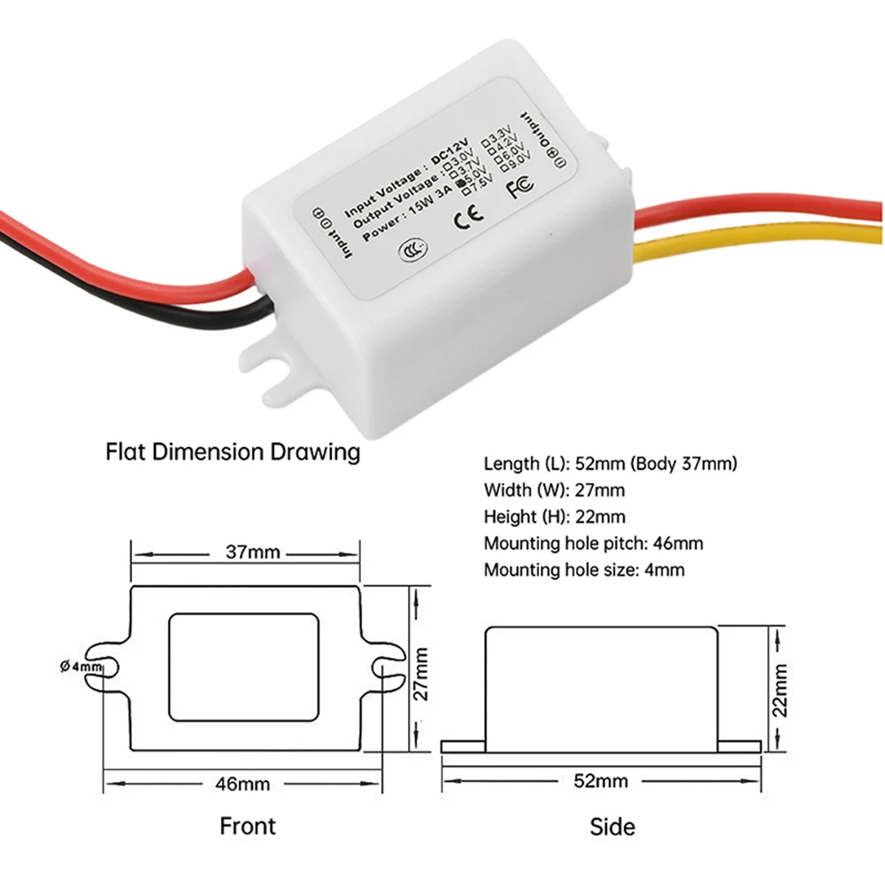 Convertitore impermeabile IP67 da 12 V a 5 V 3 A Convertitore buck step down DC-DC Alimentatore Modulo di alimentazione da 15 W Convertitore ad alta efficienza