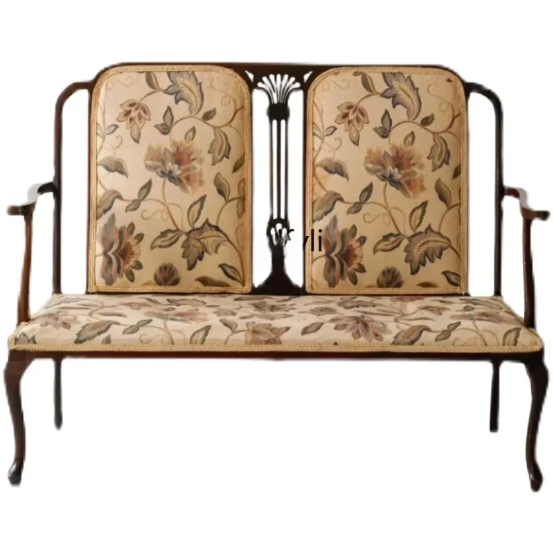 

French Retro Solid Wood Sofa Living Room Reception Chair Photography B & B Leisure Classical Bench Hair