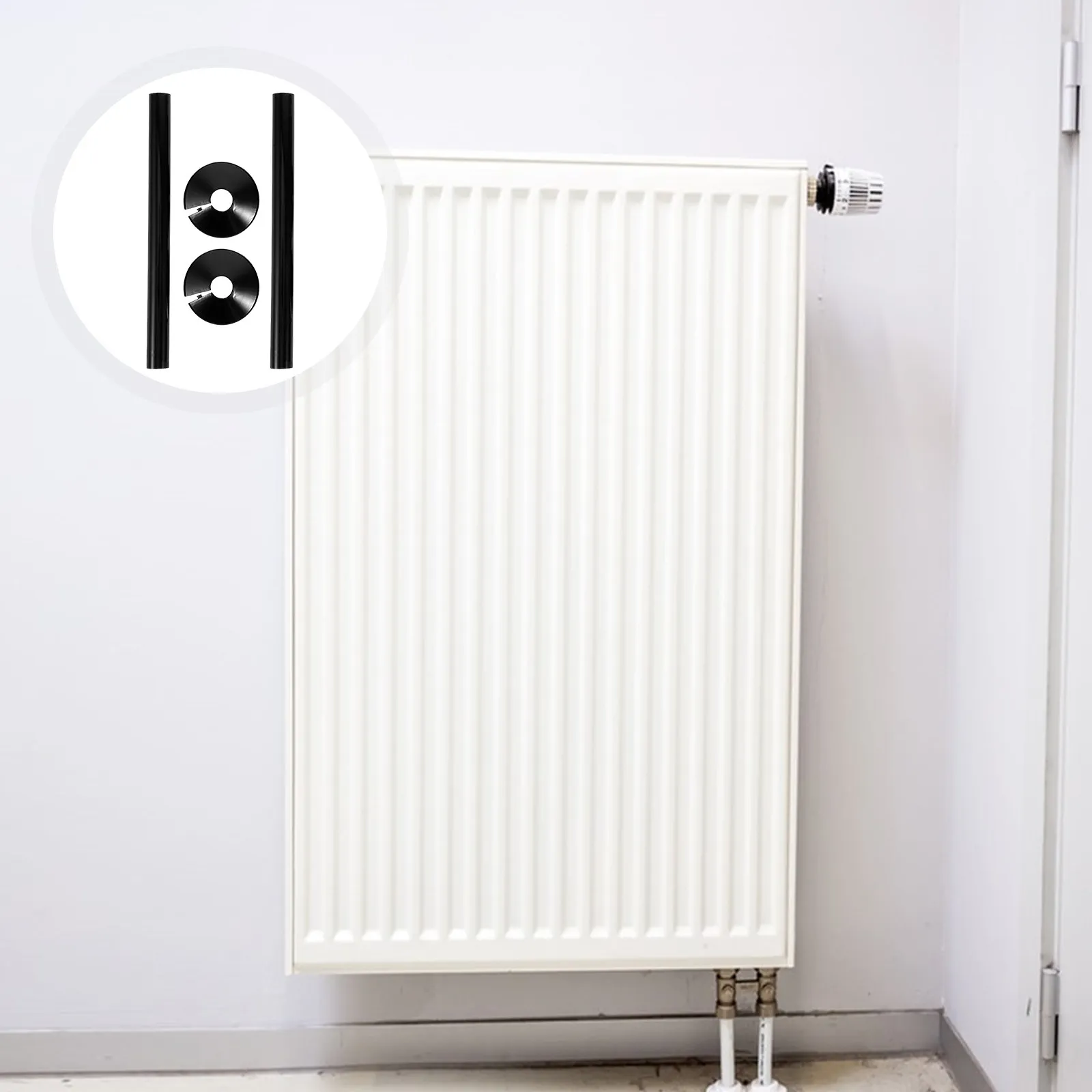 2Sets Pipe Sleeve Cover Kit Plastic Plumbing Decorative Covers for Radiator Water Pipe Gas Heater Easy Install Wall Hole