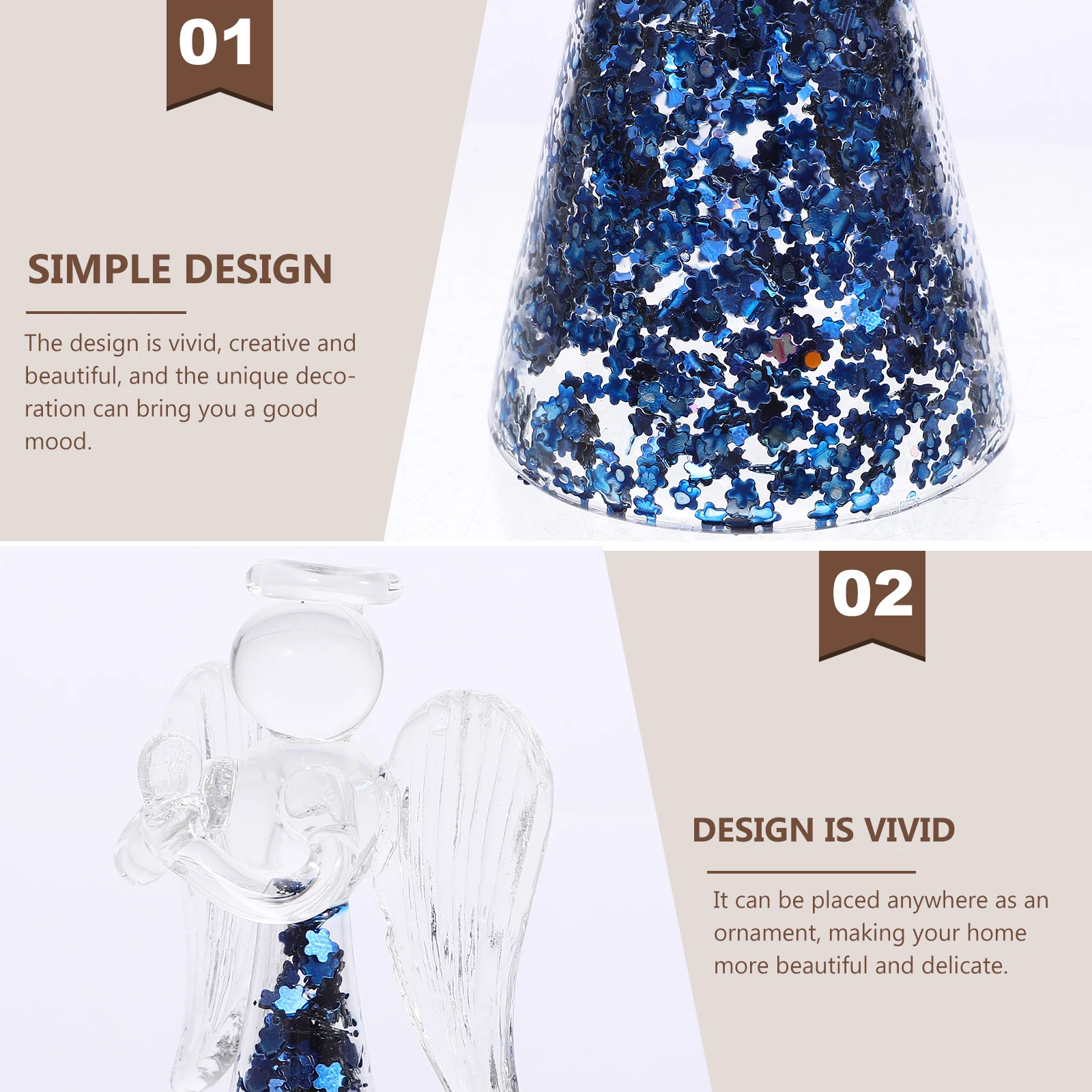 LED-Licht Glas Engel-Form Dekoration Gebetsstatue Schreibtisch-Deko für Zuhause Büro Weihnachtsgeschenk