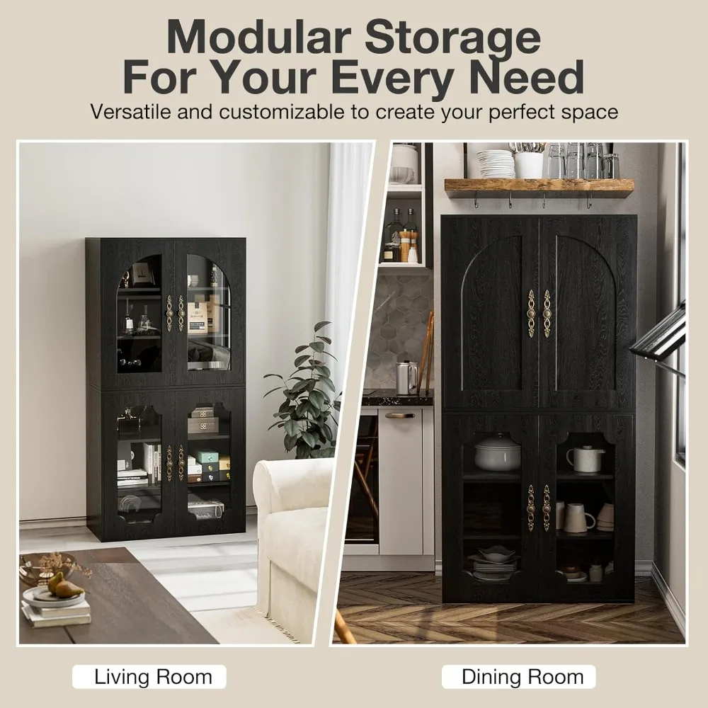 Mueble para cafetería con estantes ajustables, mueble para licores con textura de madera, aparador moderno para buffet.