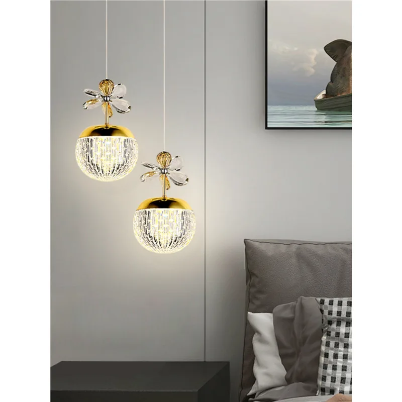 

Nordic Gold Acrylic Apple Restaurant Bar Pendant Lamp Modern Bedroom Living Room Decoration Chandelier Colorful Petals Luster