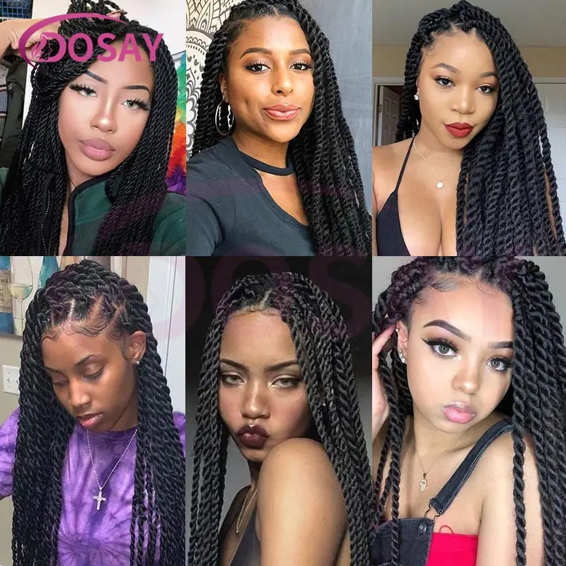 كامل الدانتيل السنغالية تويست شعر مستعار مضفر للنساء السود 36 ''صندوق Knotless الجبهة فو Locs شعر مستعار الاصطناعية الشعر