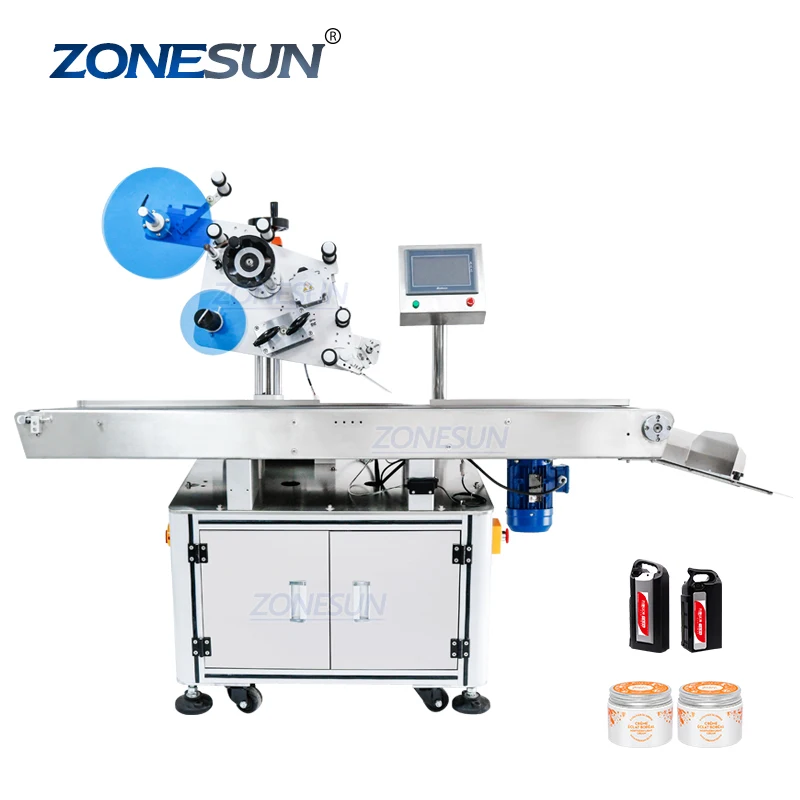 ZONESUN ZS-TB831 Automatic Flat Surface Square Self-Adhesive Label Applicator Top Side Bottle Labeling Machine With Date Coder