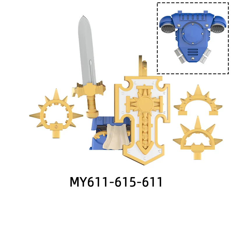 The Action Figures Shield Weapons Pants Hair Parts Model Blocks MOC Bricks Set Gifts Toys For Children MY611-MY615