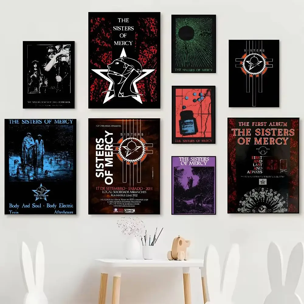 ملصق S-Sisters of Mercy Band HD Art Sticky Wall مقاوم للماء لغرفة المعيشة المنزلية وغرفة النوم والديكور الجمالي #1