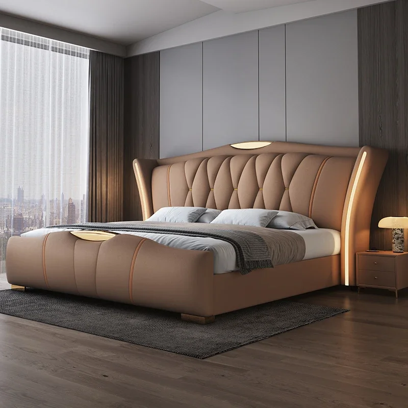 

200x220 см каркасы, двуспальная кровать размера «queen-size», кожаная двуспальная кровать с татами, роскошная современная мебель для главной спальни с полным изголовьем
