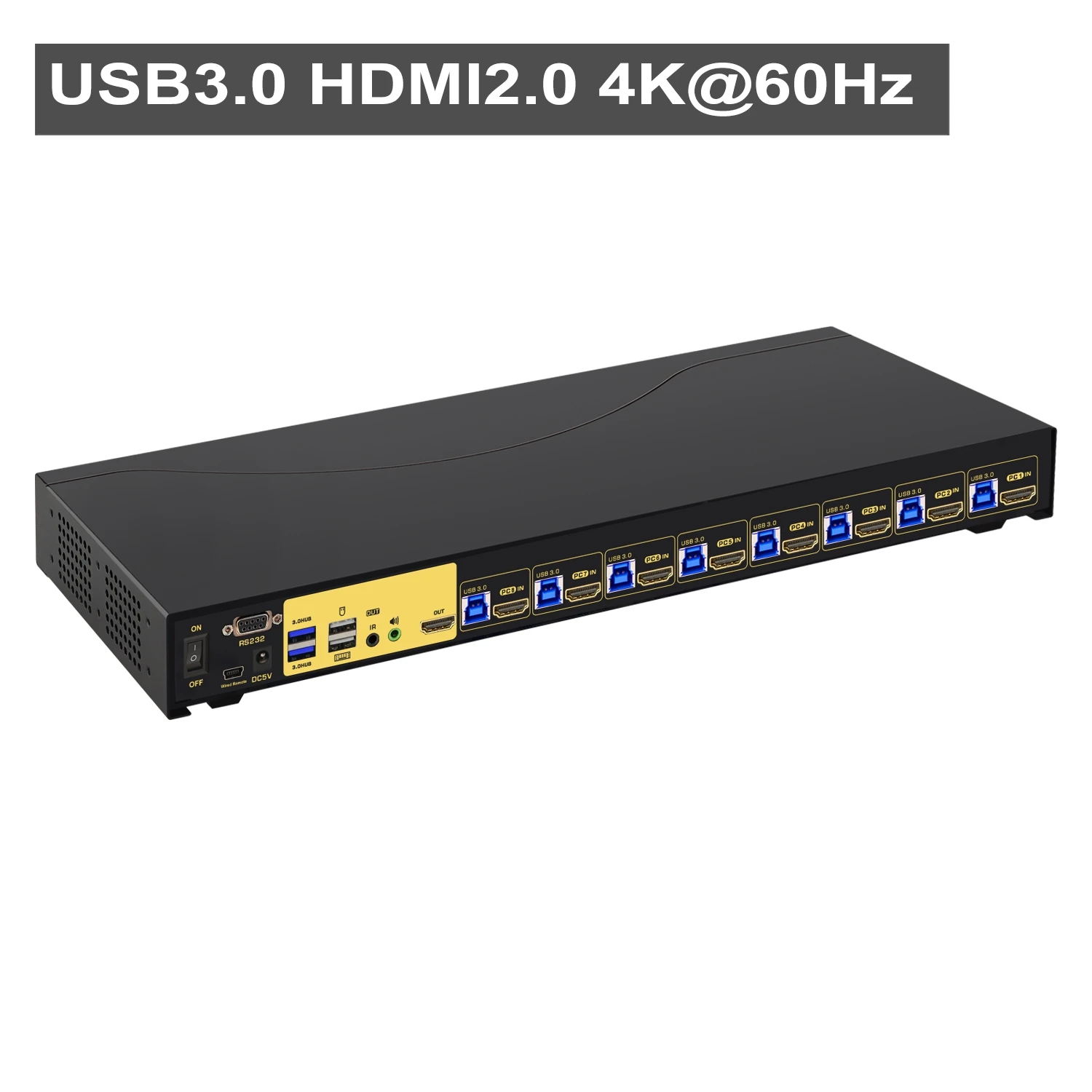 Imagem -02 - Switch Kvm Hdmi com Áudio Estéreo e Microfone Suporte Edid e Hdcp Hot Plug And Play Portas Usb 3.0 4k 60hz