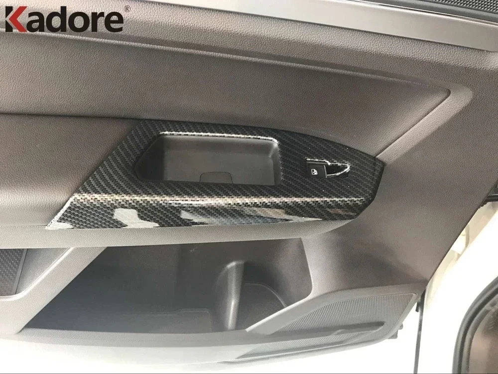 For Volkswagen Atlas Teramont 2017-2021 Carbon Fiber Door Armrest Trims Window Lift Switch Button Cover Car Accessories (LHD)