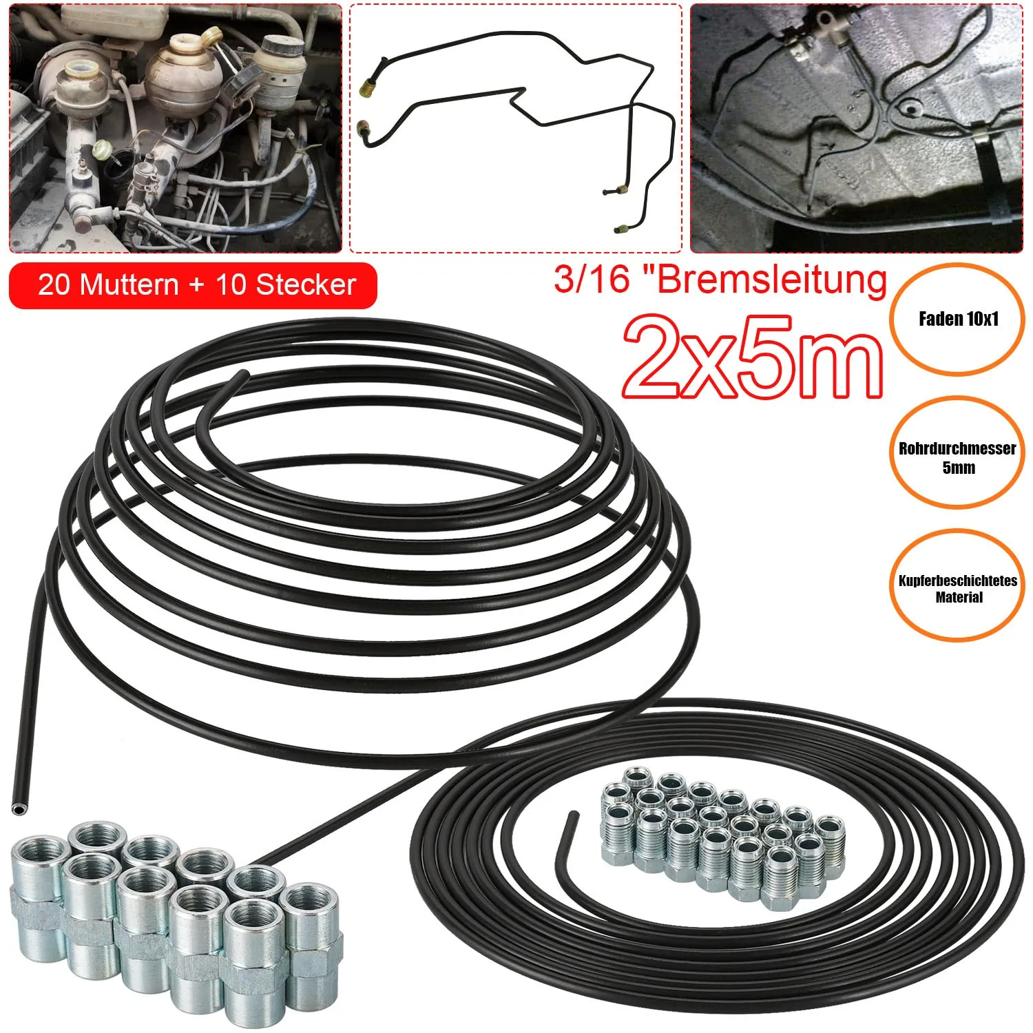 Newest Set Brake Line Kits 5m 3/16
