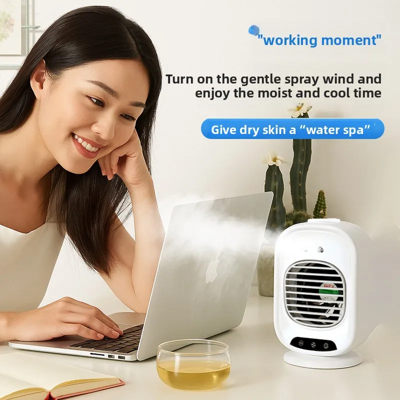 Household Mini Air Cooler Portable Desktop Spray Mist Fan Humidifier Mobile Cooling Fan