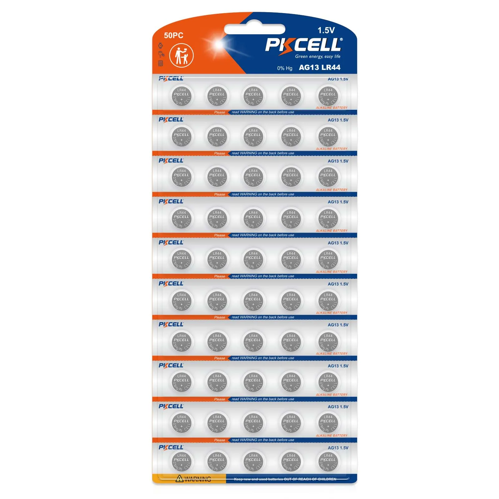 50PCS PKCELL AG13 Alkaline Button Coin LR44 A76 357 357A LR1154 SR1154 SR44 1.55V Alkaline Battery For Remote Control Led Lights