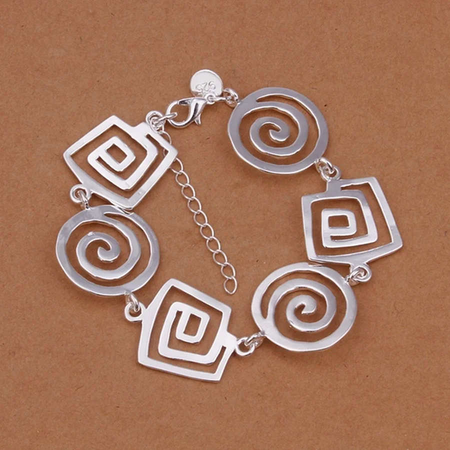 925 Sterling Silver Lady Charms Chain Bracelet Holiday Gift Beautiful Fashion Women Jewelry Party Wedding Nice Free Shipping