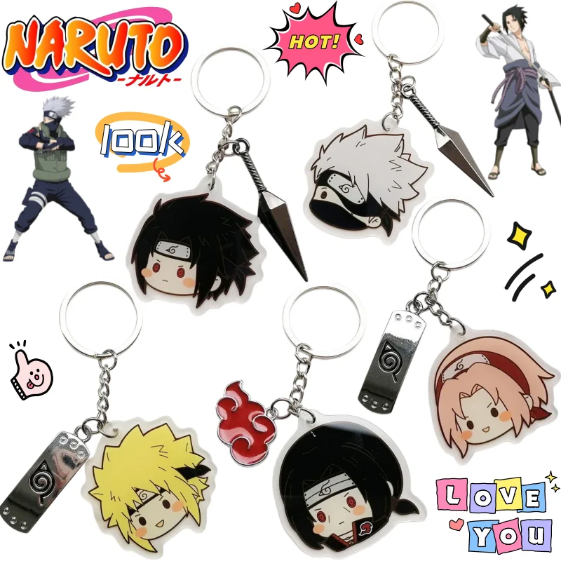 New NARUTO Uchiha Sasuke Uchiha Sasuke Creative Animation Peripheral Personality Keychain Secondary Cartoon Decorative Pendant