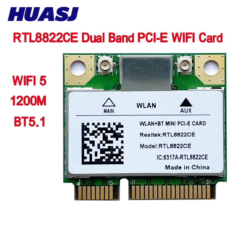 

Dual Band Mini Pcie RTL8822CE 1200Mbps WiFi Card BT5.1 Wireless Adapter 802.11ac WIFI dongle For Win10/11