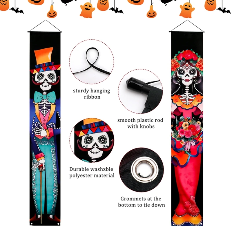 Decorazione di Halloween tenda per porta appesa Banner messicano Day Of The Dead Party portico Sign Picado Papel Mexican Fiesta Sign Party