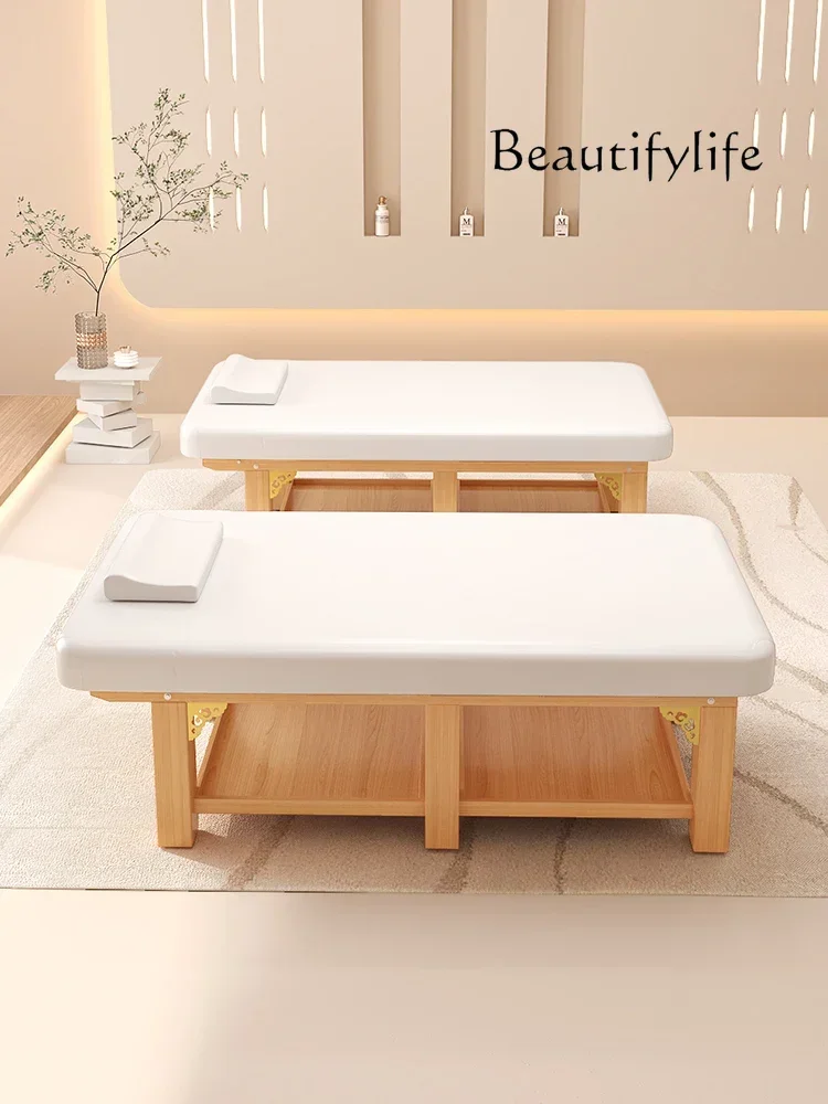 

массажное кресло plus-Sized Solid Wood Facial Bed Widened Massage Couch Back Massage Beauty Salon Special Ear Cleaning Latex Bed