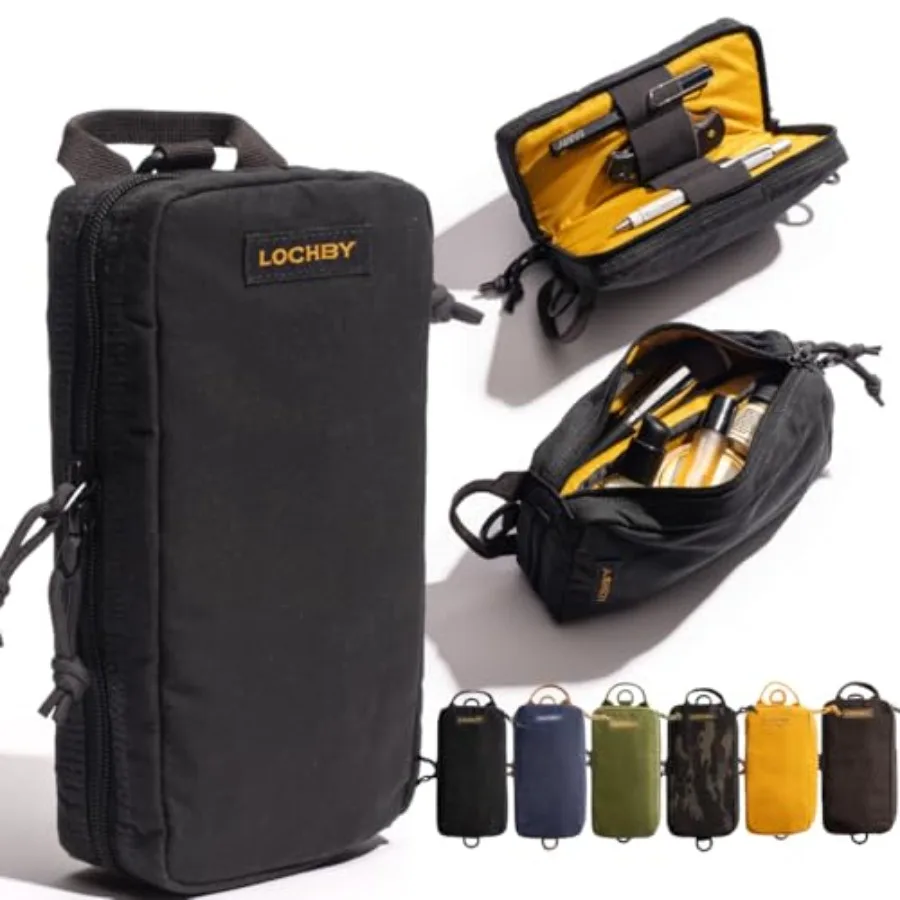 

® Venture Pouch Multipurpose Tactical Tool Bag Water Resistant Waxed Canvas Dual-Sided Zipper Pouch for Motorcycle Bike EDC Pen