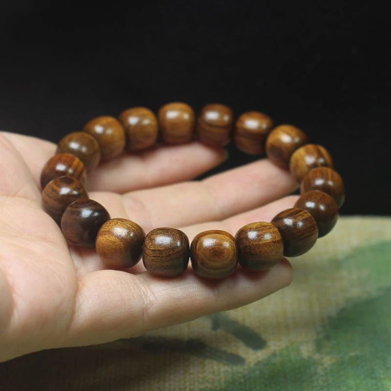 

Black rosewood traditional beads 12*11mm bracelet, round style, unisex Buddhist prayer beads for long-term use