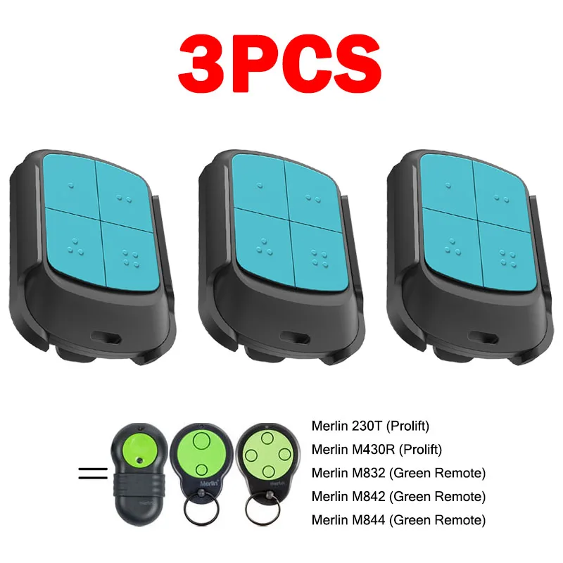 

3 шт. MERLIN M832 M842 M844 M430R 230T пульт дистанционного управления для гаражных ворот Prolift с зажимом для солнцезащитного козырька 433,92 МГц