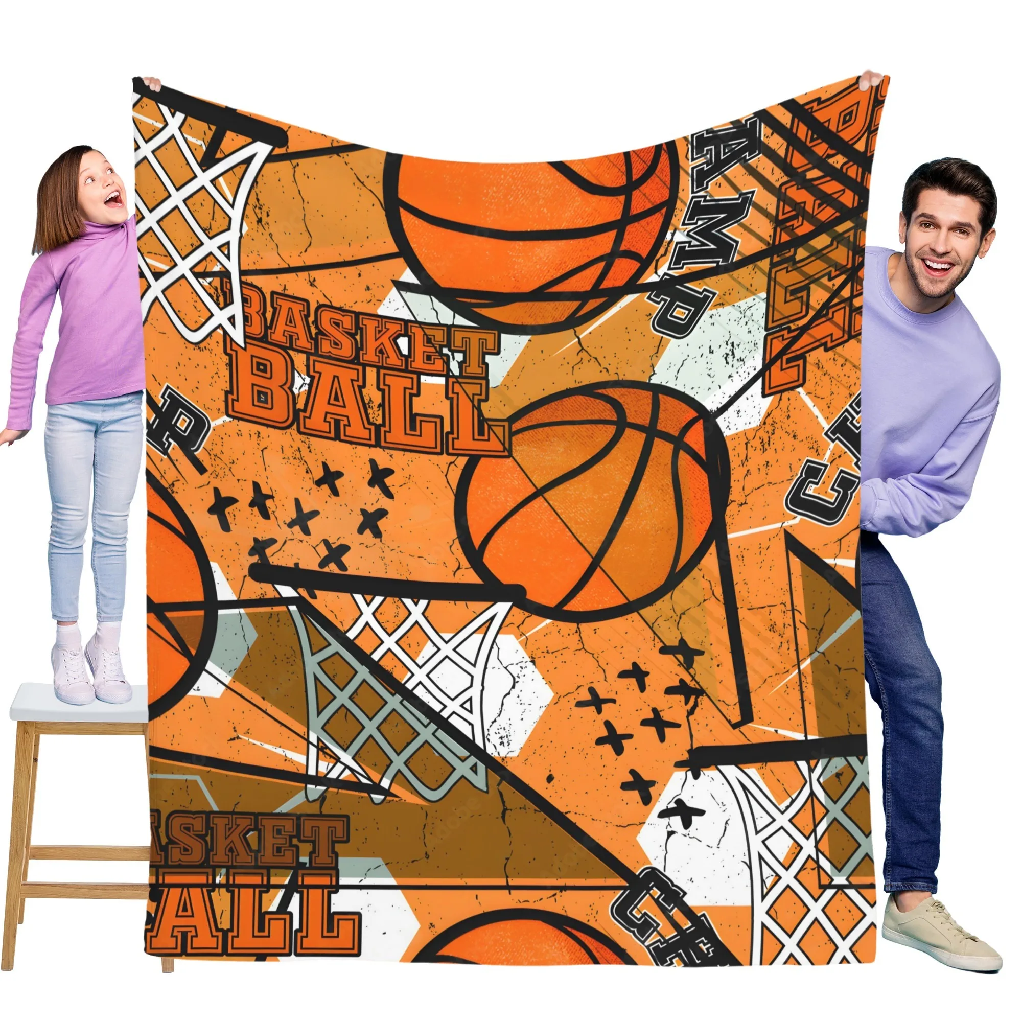 

Vintage basketball themed flannel blanket is soft and warm, perfect for sofas, beds, offices, and travel