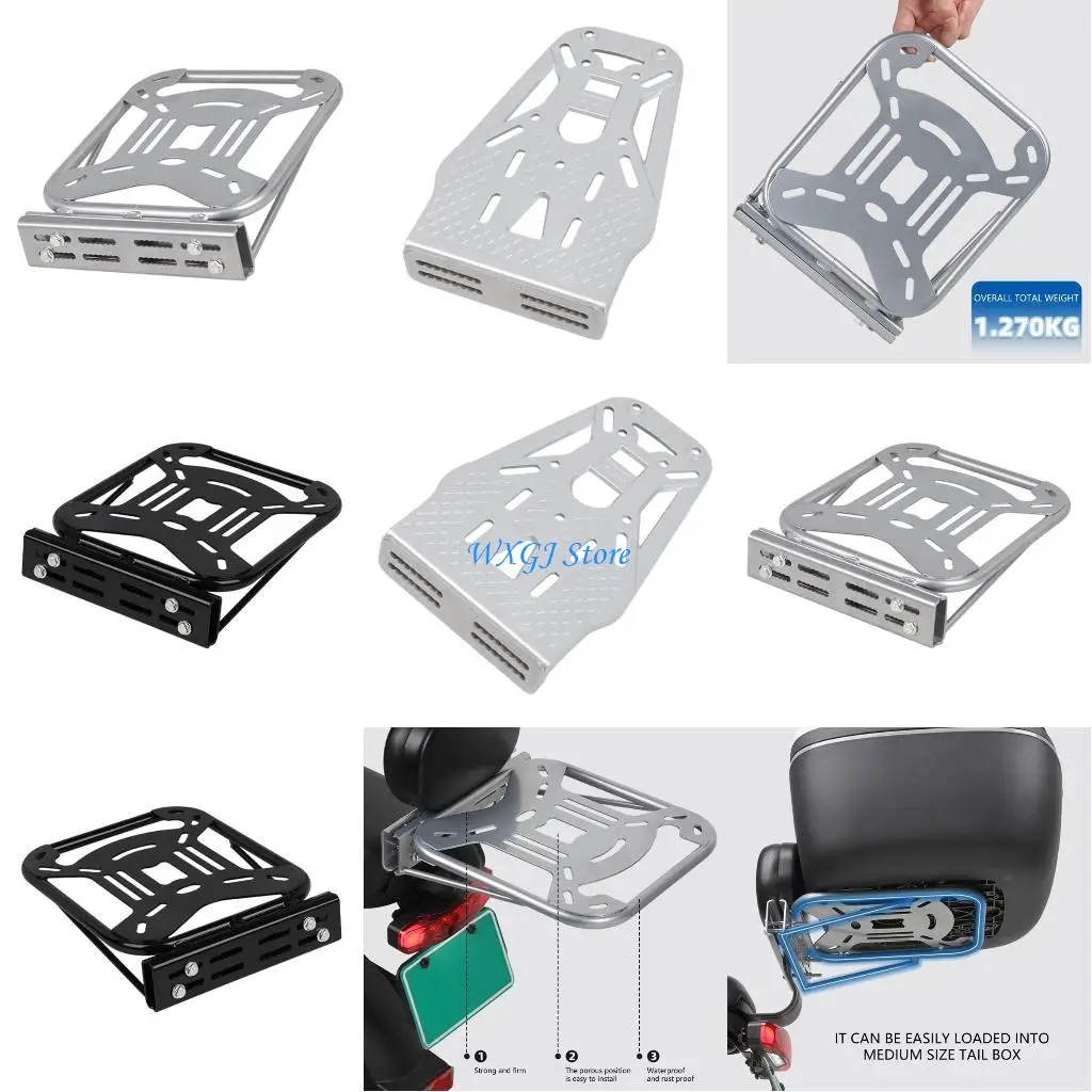 37JE Easy Installation Luggage Holder for Electric Bicycles Metal Frame Large Capacity Secure Mounting Bike Rear Rack