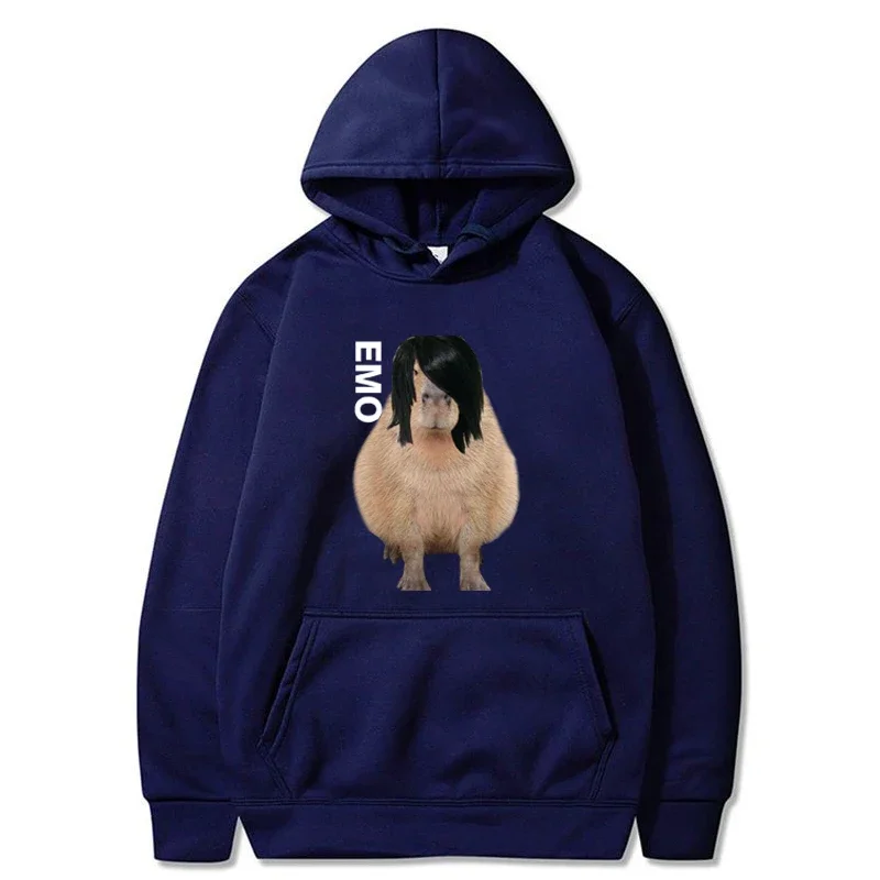 Funny Emo Capybara Graphics Hoodie for Women/Men Hip Hop Retro Aesthetic Sweatshirt Dark Academic Punk Pullover Harajuku Tops