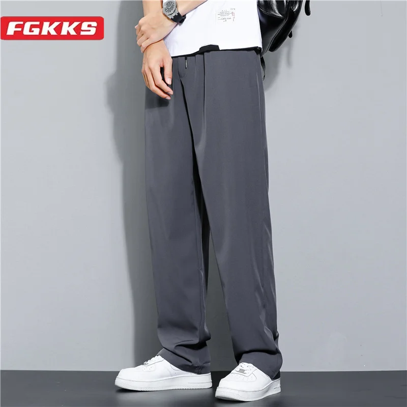 

FGKKS 2024 Outdoor Casual Pants For Men Fashion Slim Cotton Pants High Quality Design Hot Street Wear Casual Pants For Men