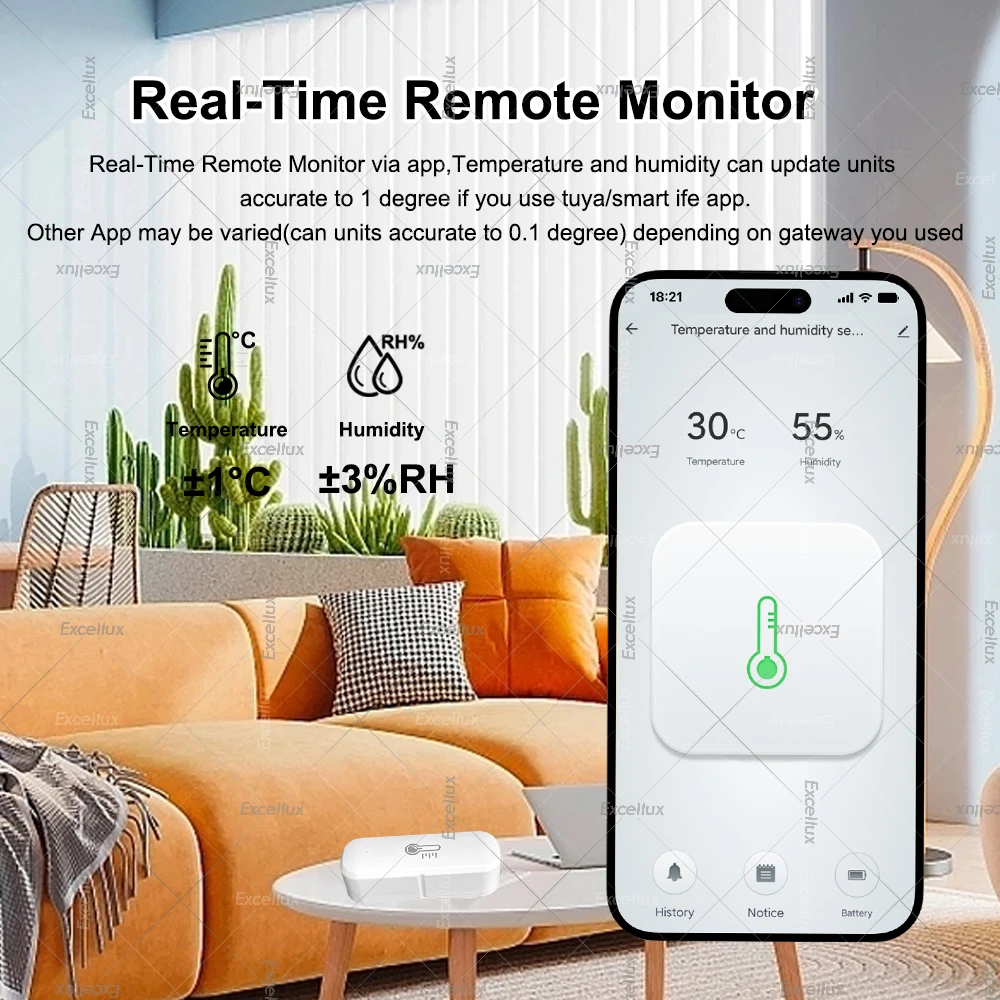 Zigbee 3.0 temperatuur- en vochtigheidssensor binnenthermometer hygrometer monitoring werkt met Home Assistant Alexa Google Home
