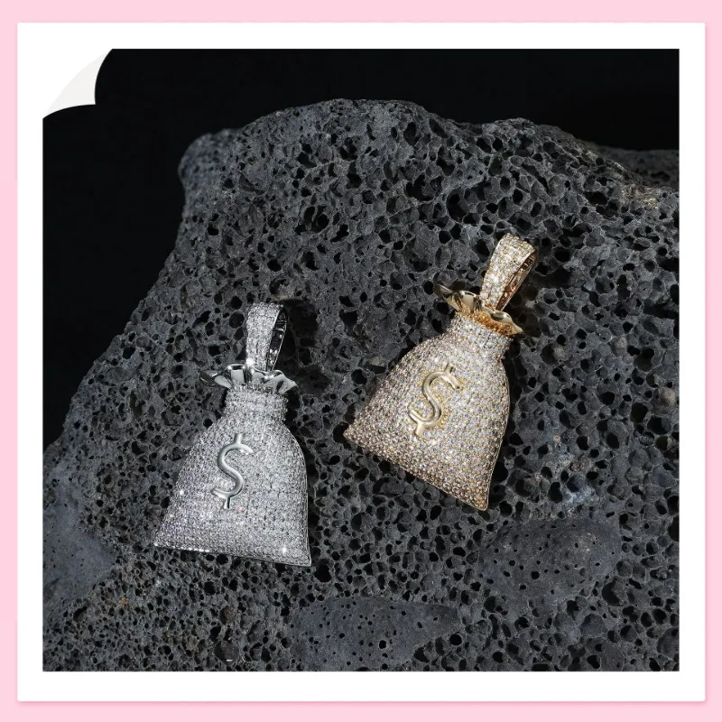 

Популярный кулон-кошелек, персонализированное украшение в стиле хип-хоп, мужское ожерелье в уличном стиле из меди с инкрустацией цирконами.