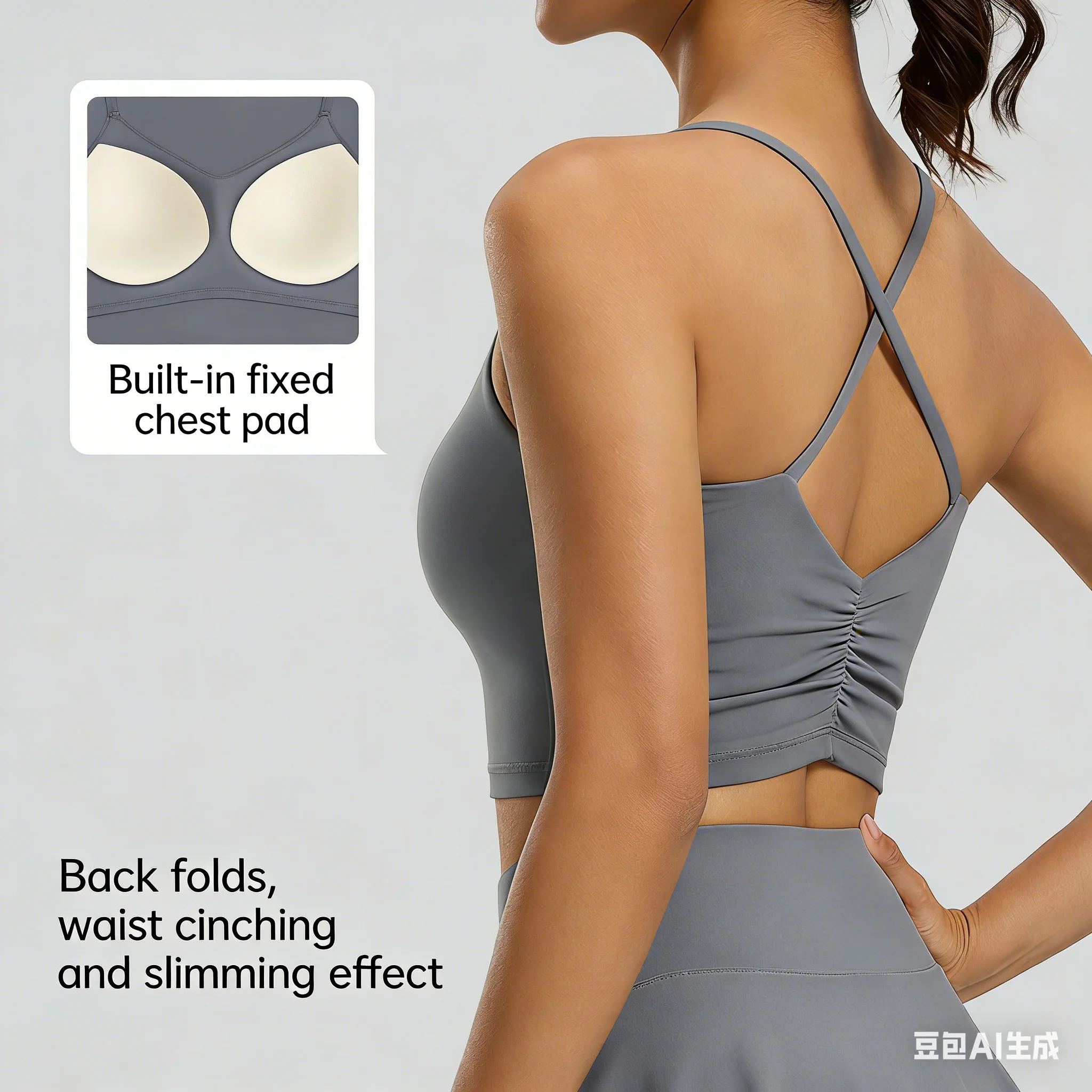 

Женский топ для йоги с перекрестной спинкой и встроенными подушечками, безрукавный укороченный топ для тренировок, дышащая спортивная футболка для фитнеса