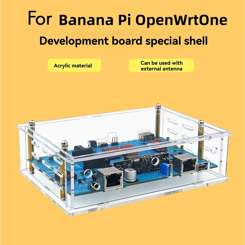 Acrylic Case for Banana Pi OpenWrt One Transparent Protect Shell Can Available External Antenna for Banana Pi-WDL