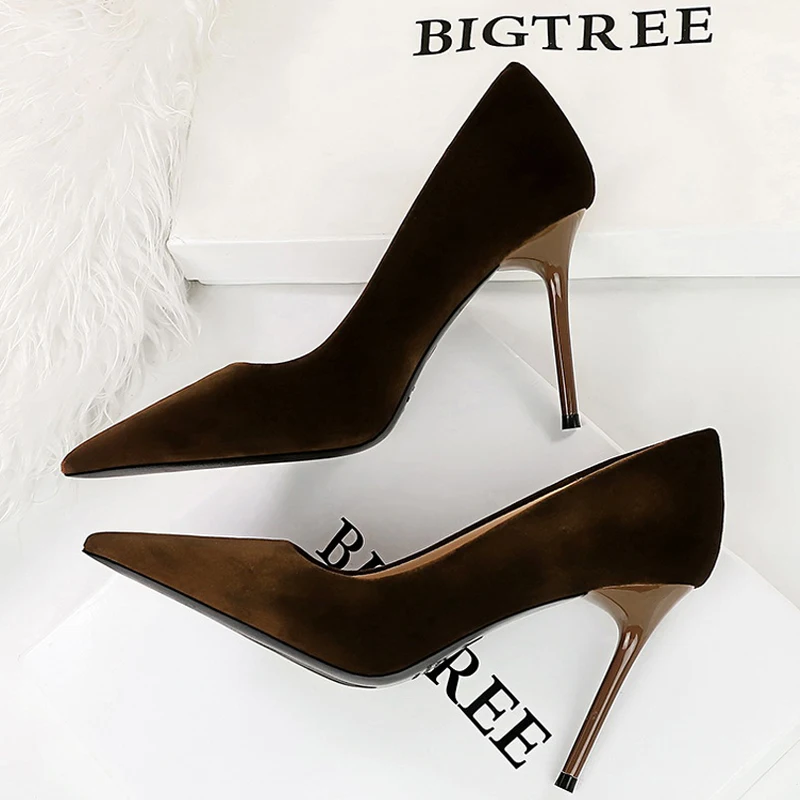 BIGTREE Shoes Suede Women Pumps 2026 New High Heels Fashion Sexy Party Shoes Stiletto Ladies Shoes Women Heels Plus Size 42 43