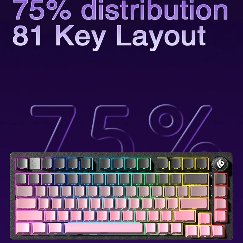 LEOBOG 측면 인쇄 기계식 키보드, 유선 알루미늄 합금 개스킷 구조, 핫 스왑 RGB E스포츠 맞춤형 게이밍 키보드, HI75