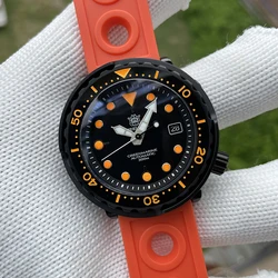 STEELDIVE Men Diver Watch 47.5mm Tuna Automatic Mechanical Wristwatch 300M Waterproof Luminous Sapphire NH35 Ceramic Bezel Black