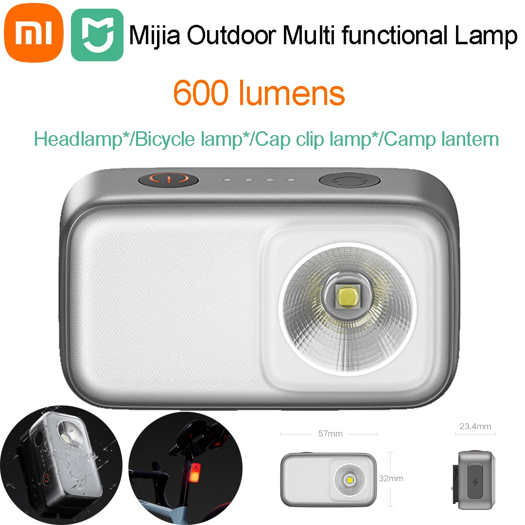 

Xiaomi Mijia уличная многофункциональная лампа 600 люмен IP66 водонепроницаемый мини-налобный фонарь уличный светильник для кемпинга велосипедный фонарь
