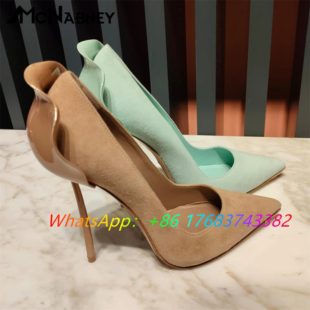 Multicolor Flower Stiletto Heel Shoes Suede Leather Pumps for Women Designer Fashion Style High Heels Custom Colour Large Size