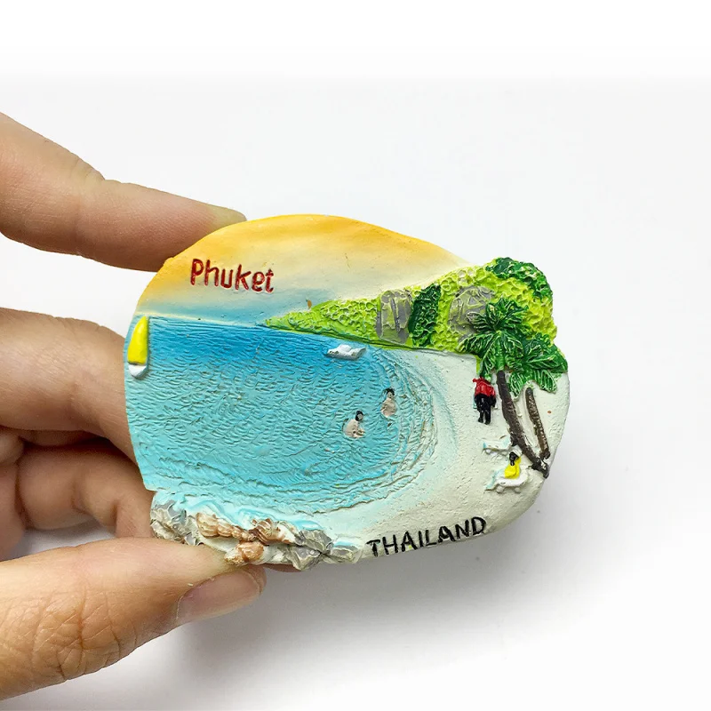 

Thailand Phuket Creative Beach Scenery Cultural and Creative Refrigerator Magnet Travel Souvenir Home Decoration