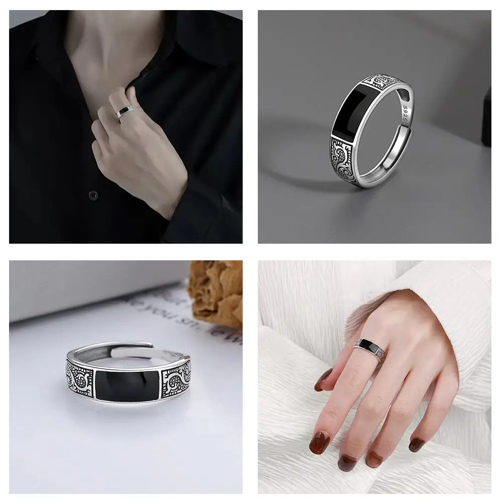 Retro Ejderha Desen Gümüş erkek Trendy Kişiselleştirilmiş Parmak Ağız Etnik Basit Moda Aksesuarları Açık Stil K9V0