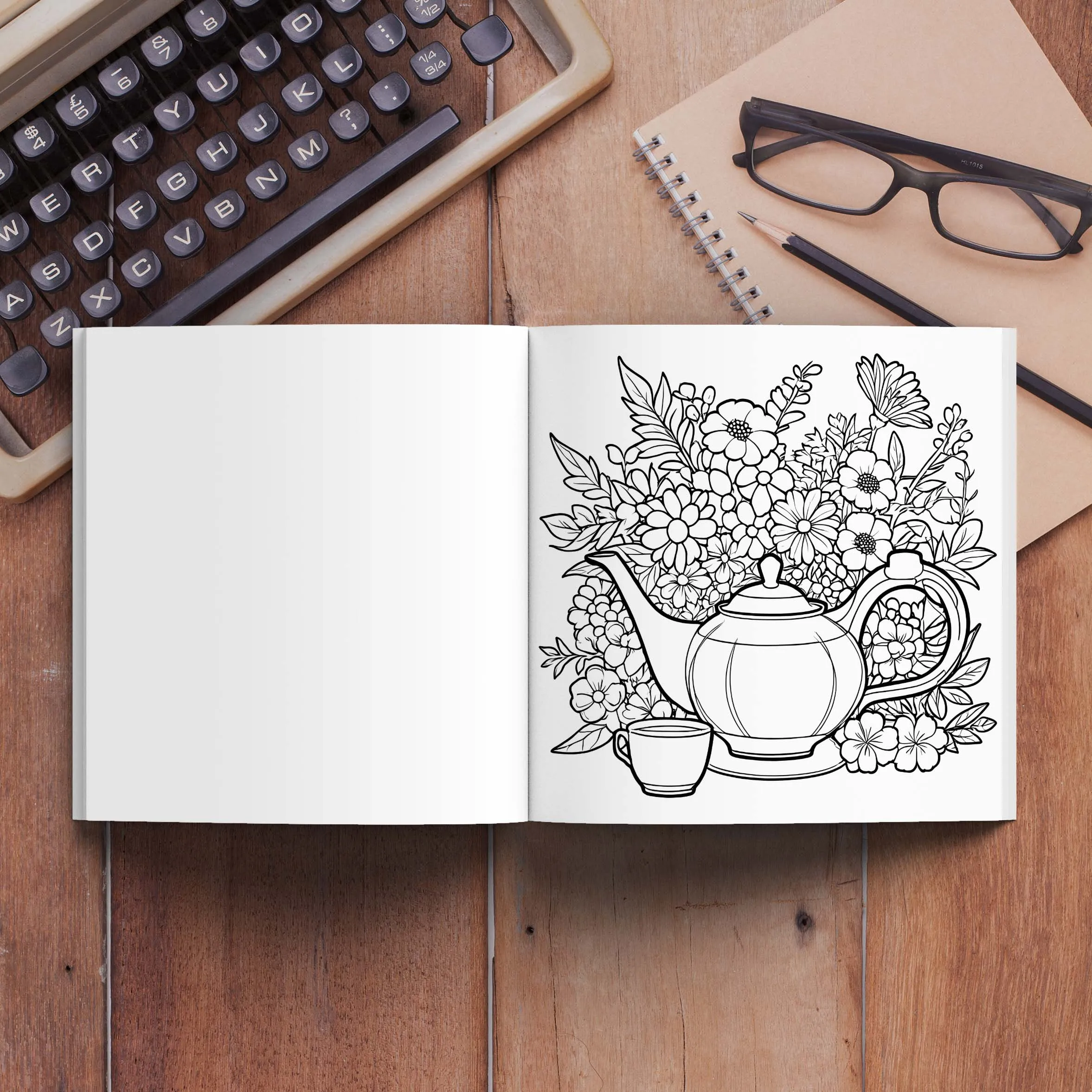 Teapots Coloring Book 24 Pages Art Adult Picture Book Gift For Birthday Party Relieve Stress Kill Time Graffiti Painting Drawing