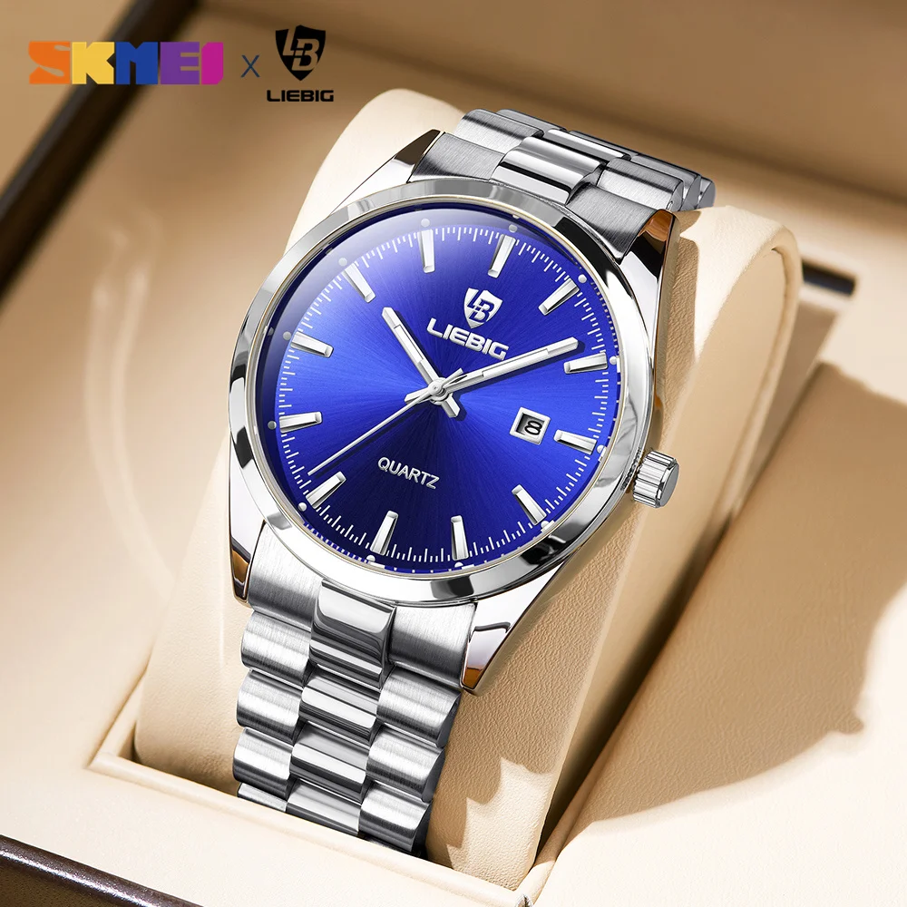 Top Band Luxury Stainless Steel Date Watch Male 3bar Waterproof Quartz Wristwatches For Men Business Clock reloj hombre