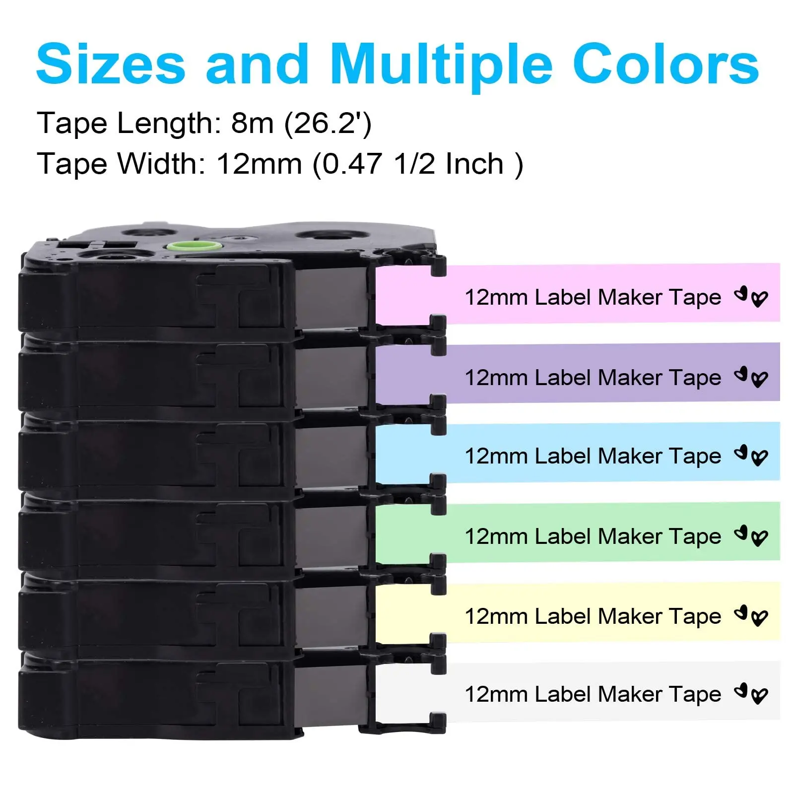 Labelife 5PCS TZe231 HSE231 Tze Label Tape Mix Colors  Laminated Waterproof Compatible for Brother P touch Label Maker Tape 12mm