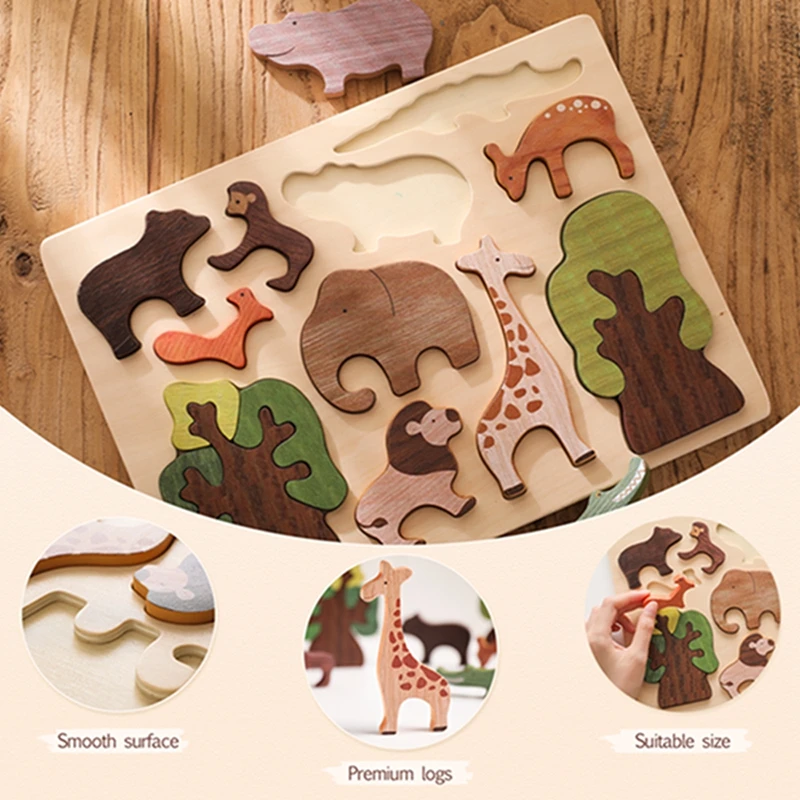 Wald Bausteine Holz Montessori Spielzeug Kreative 3D Puzzle Szene Platzierung Spiel Baby Balance Spielzeug Zimmer Dekoration Baby Geschenk – Detail 11