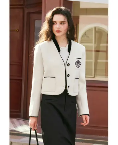 OLrain 대비 자른 트위드 자켓 여성 봄 겉옷 2025 새로운 우아한 패션 오피스 숙녀 짧은 코트 GN56QW90201