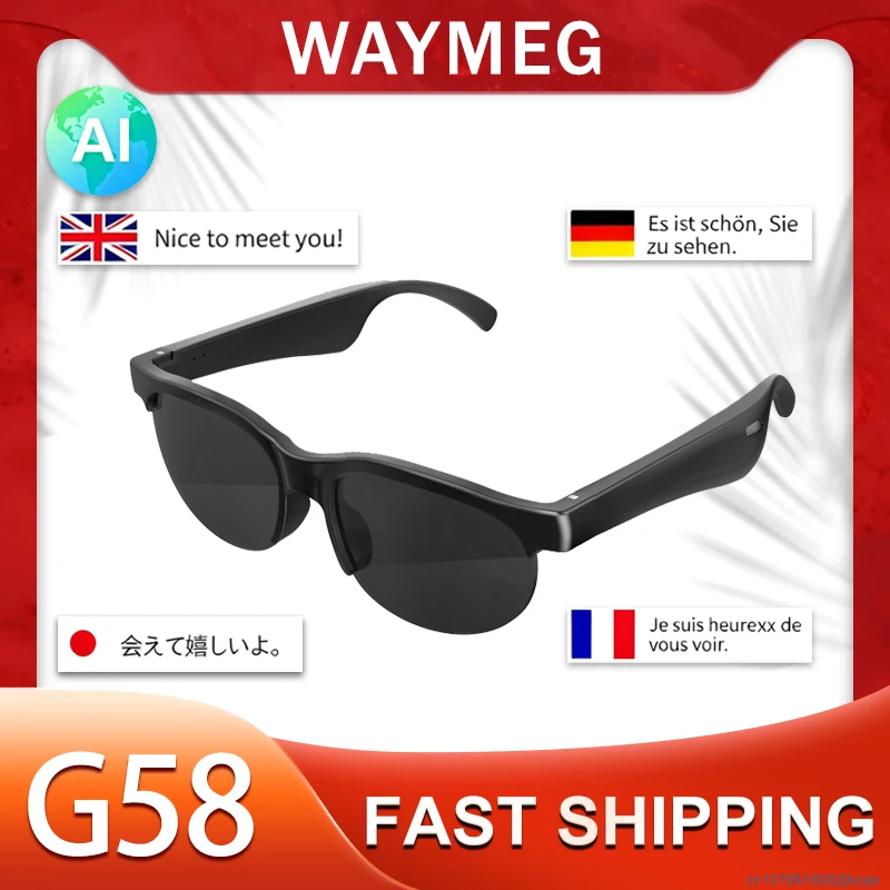 جديد G58 AI نظارات سماعات لاسلكية تعمل بالبلوتوث 5.4 الترجمة الذكية سماعات في الهواء الطلق النظارات الشمسية HiFi سماعة ستيريو #1