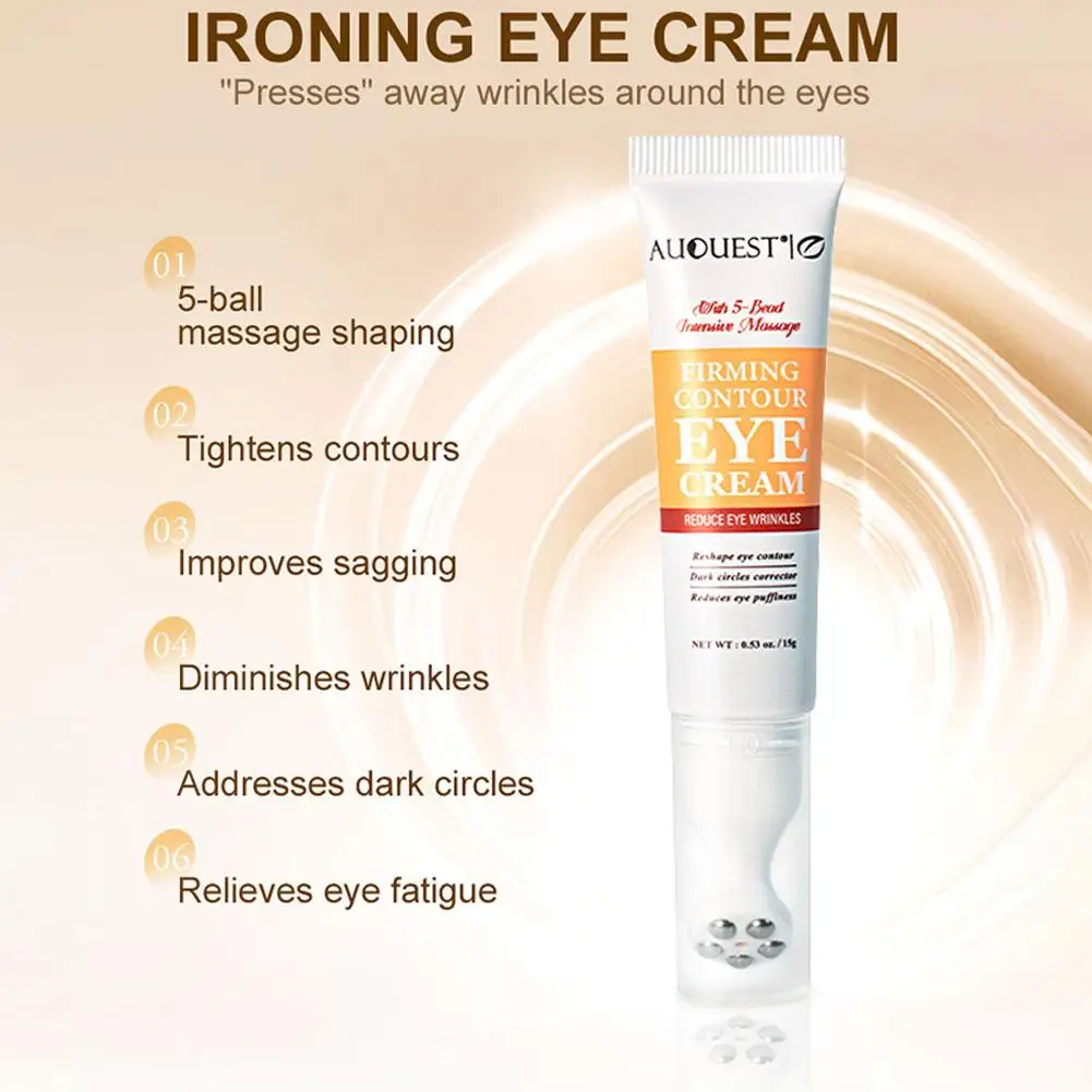 Crema antiarrugas para los ojos, masajeador de bola, 15g, líneas de elevación fina, eliminación de círculos, cuidado de la piel firme y oscura, P6y3