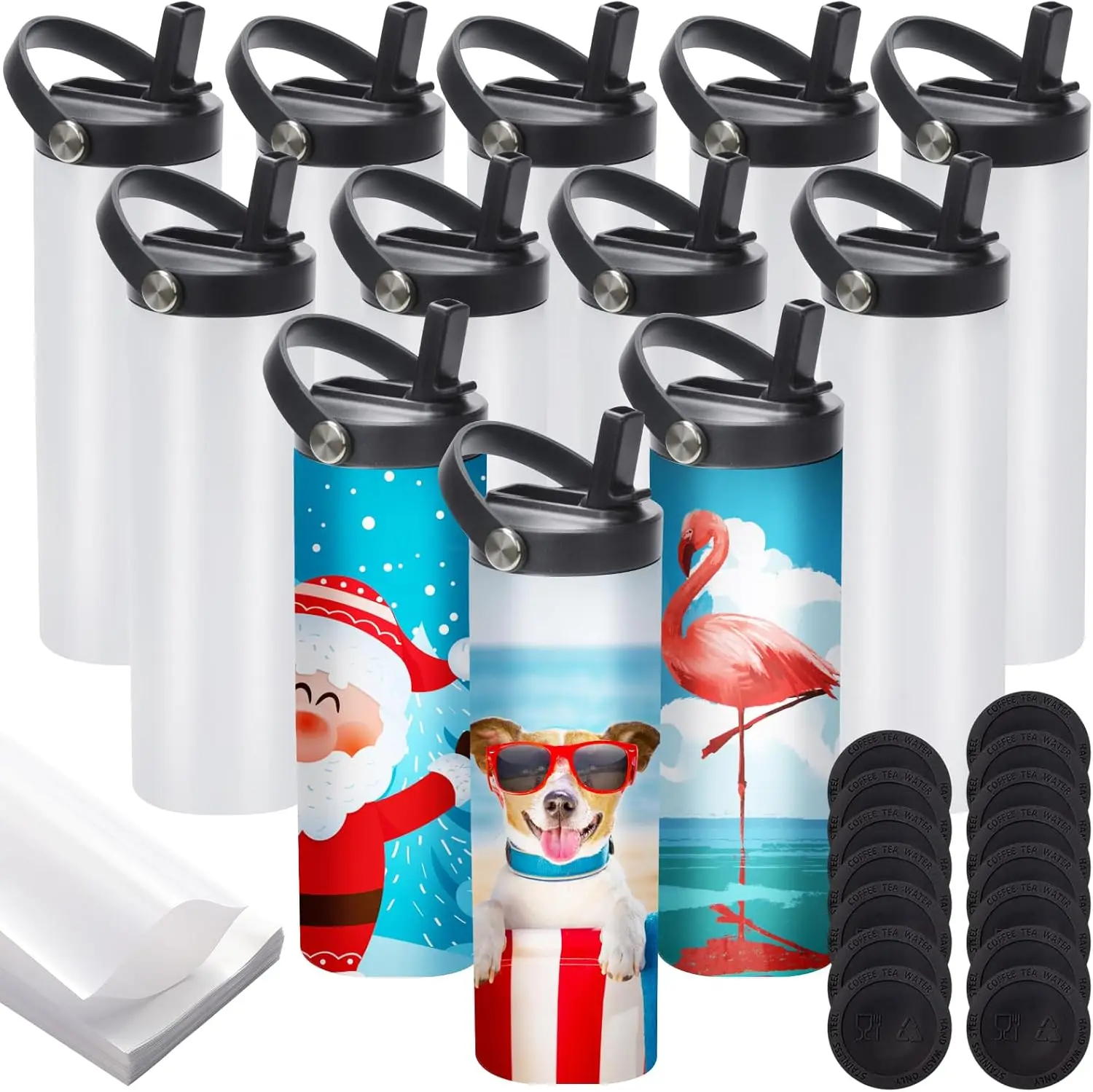 

12-Pack 20oz Stainless Steel Sublimation Tumblers with Flat Edge, Straight Design & Insulation